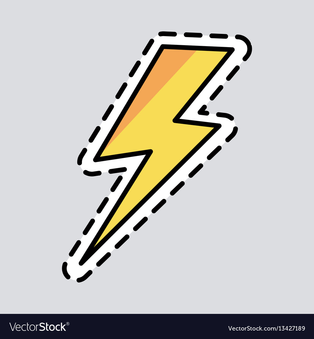 Yellow lightning icon cut it out patch energy