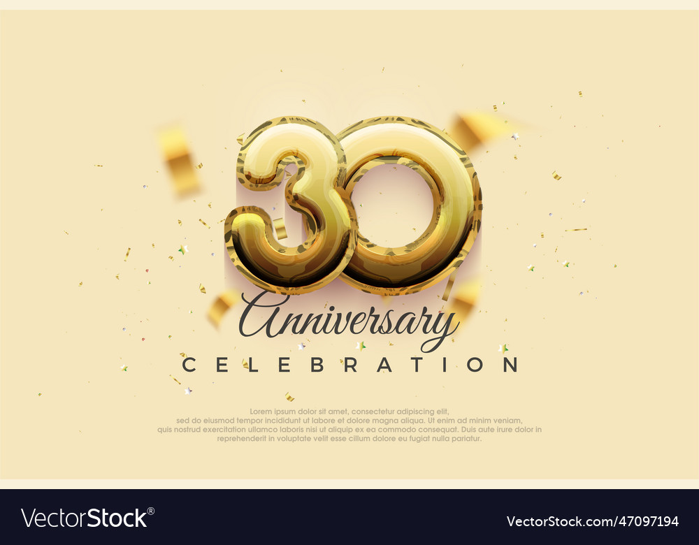 30th anniversary celebration design with shiny Vector Image