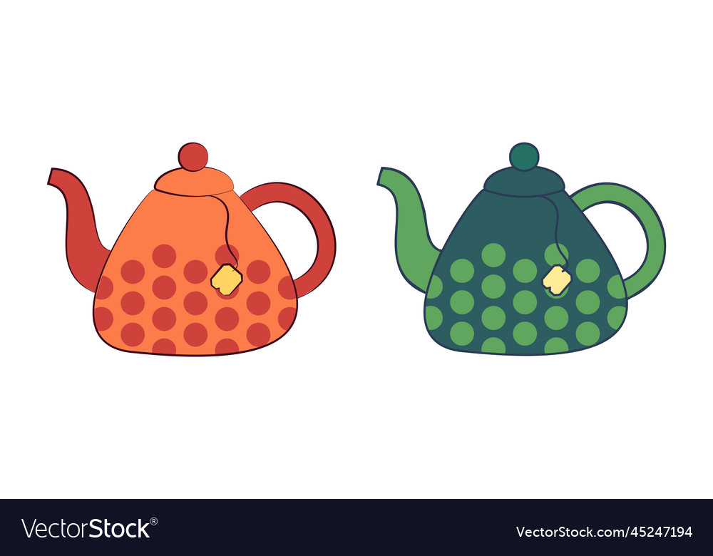 A collection of teapots with different stroke vector image A collection of teapots with different stroke