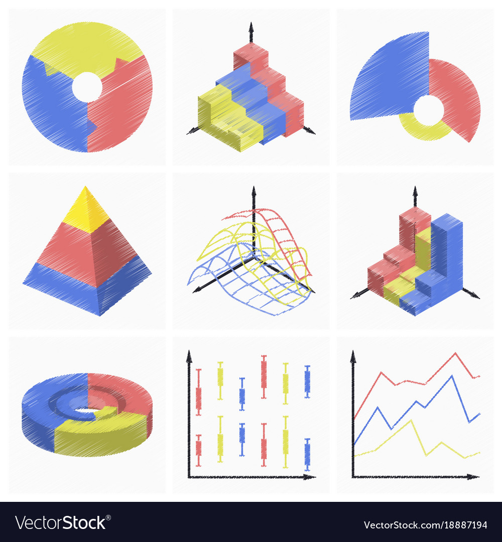 Assembly flat shading style icons economic graphs