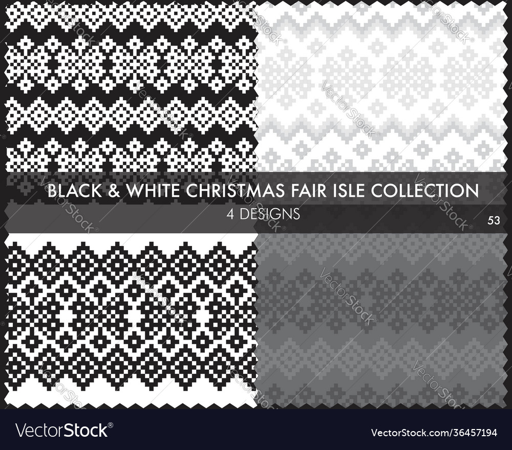 Black and white christmas fair isle seamless