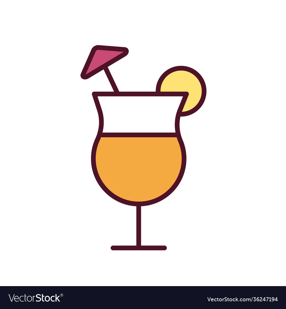 Cocktail cup with umbrella and orange sliced line