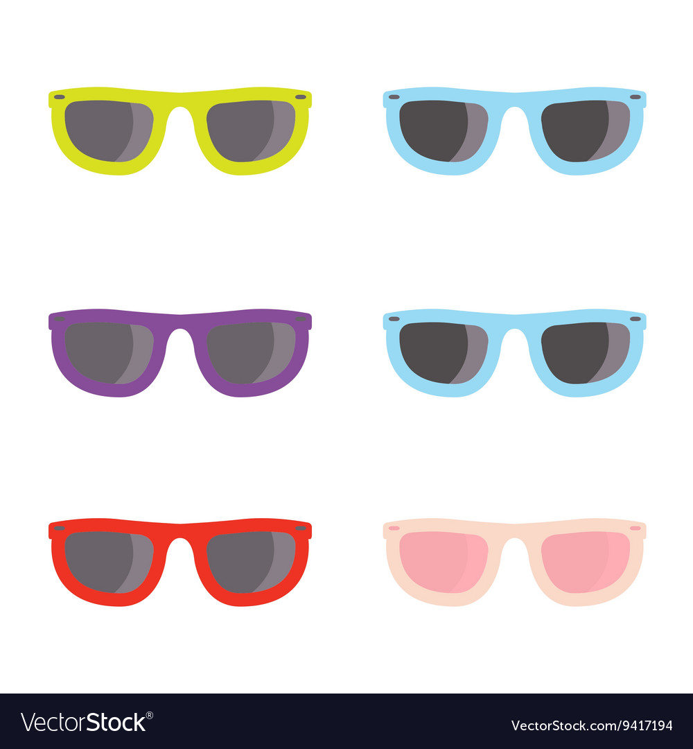 Color sunglasses icons set