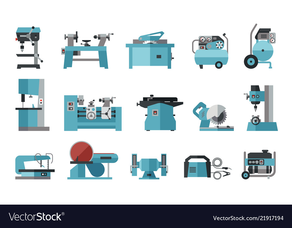 Flat icon collection of electric machine tools Vector Image