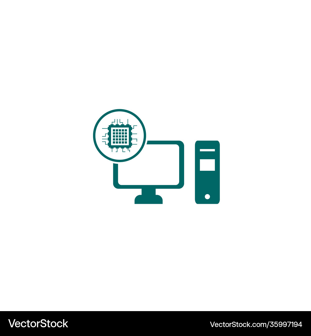 Mining computer icon computer simple Royalty Free Vector