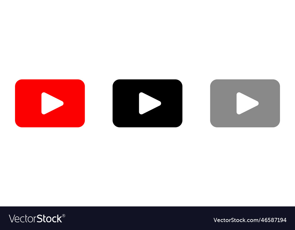 Play button icon set in different colors