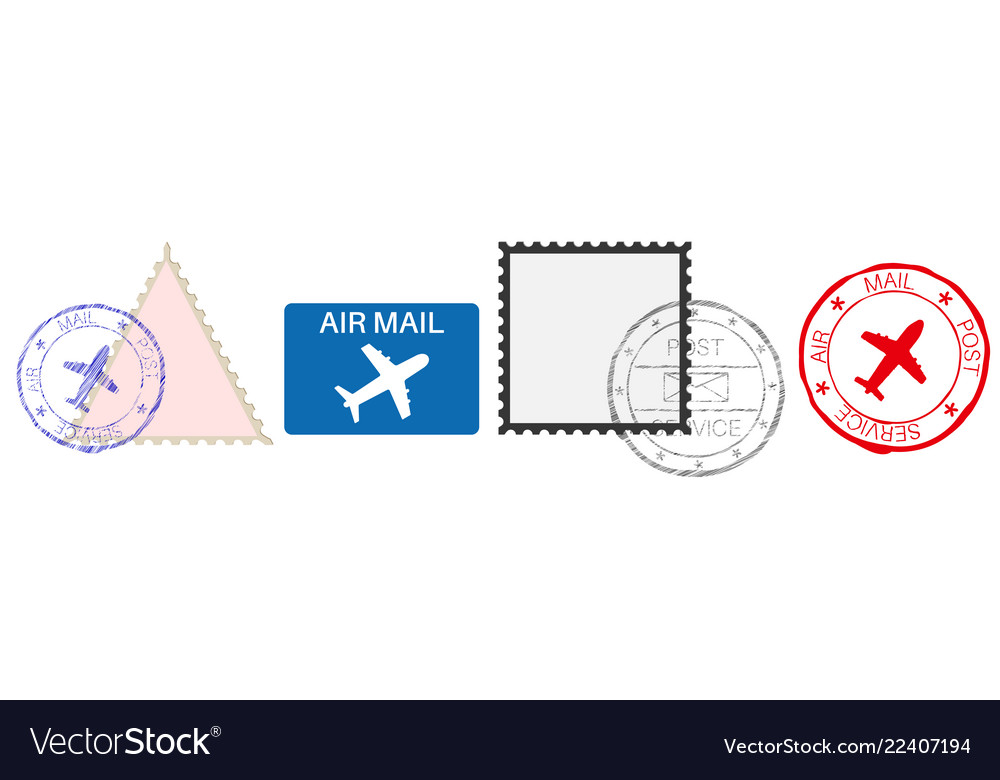 Postmarks colored set postal elements