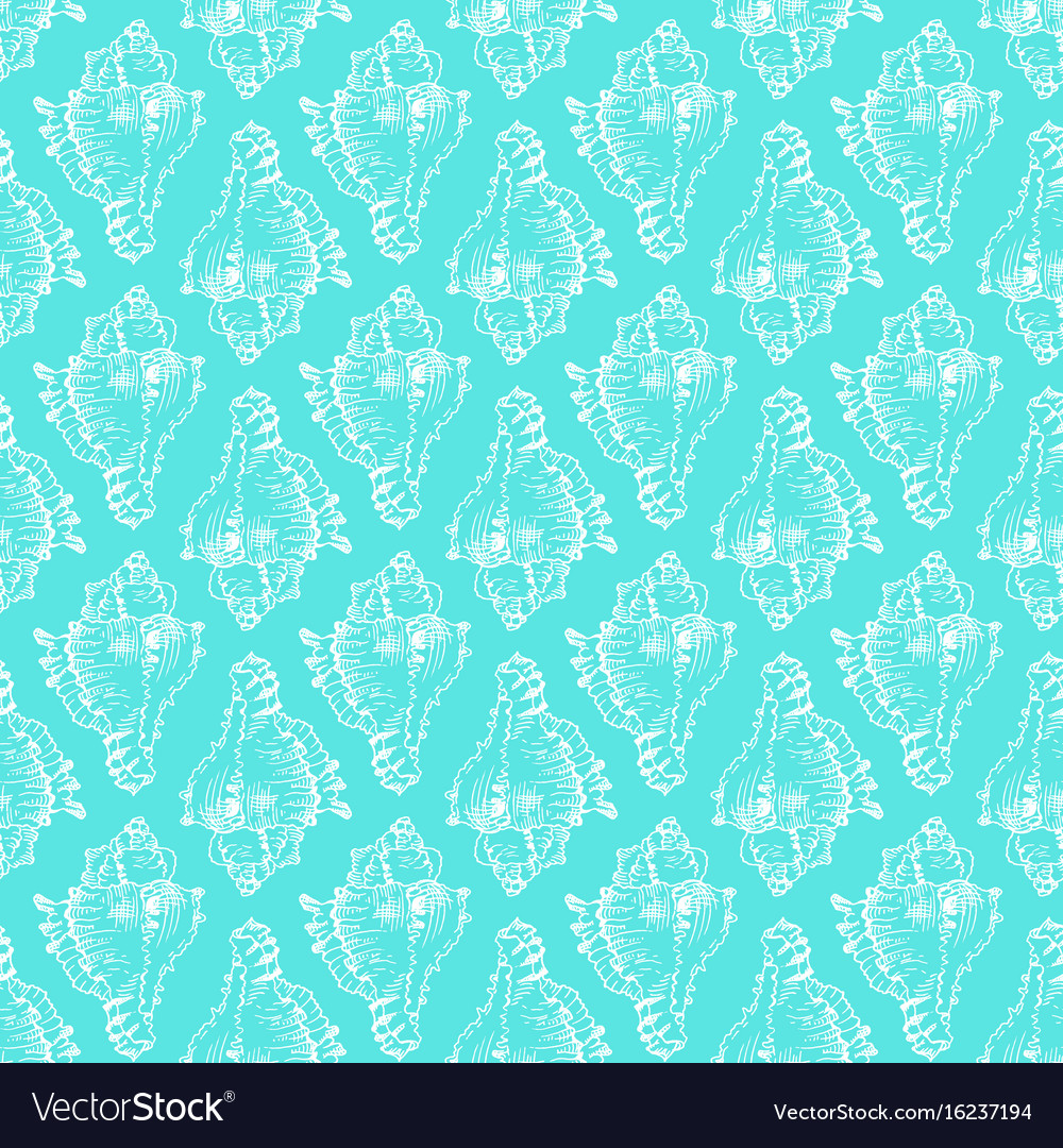 Seamless sketch seashell template background