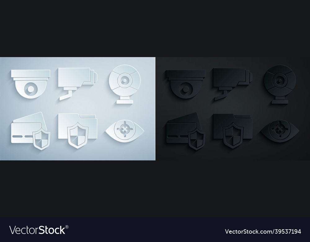 Set document folder protection security camera vector image Set document folder protection security camera