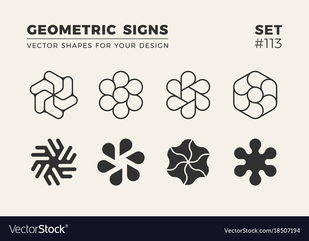 Set of eight minimalistic trendy shapes stylish Vector Image