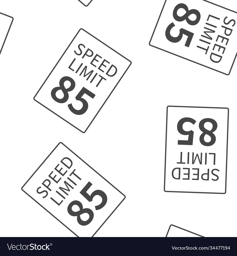 Speed limit 85 mph seamless pattern on a white