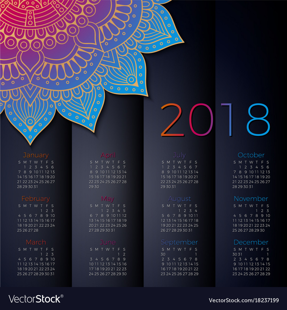 2018 calendar it can be used for web or print