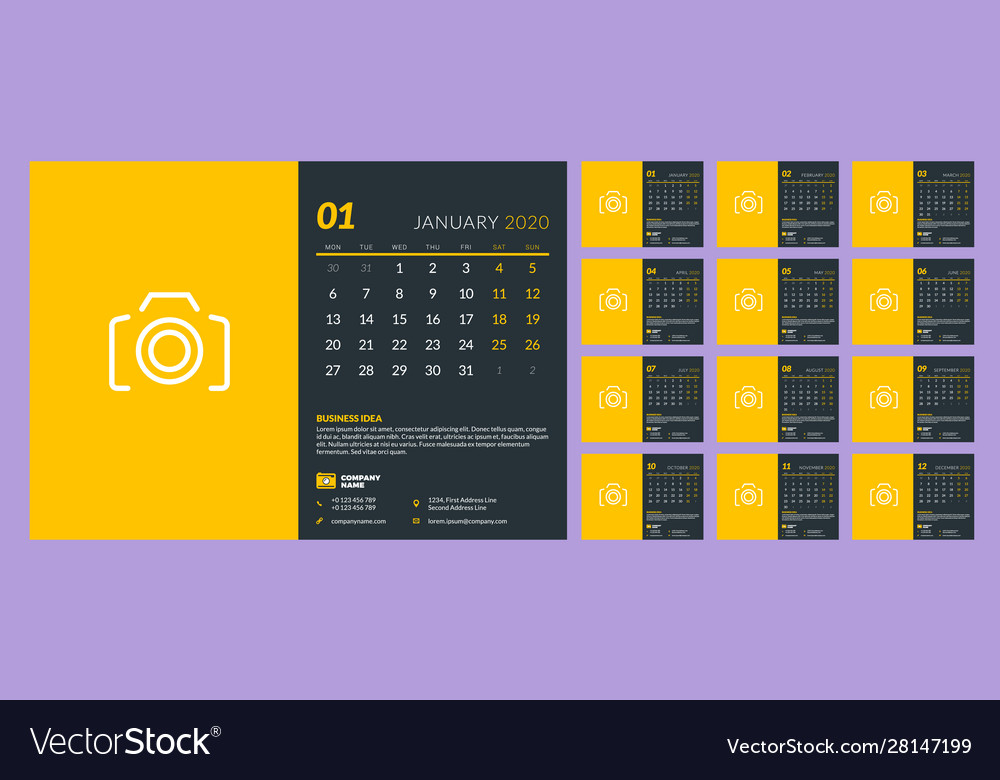 2020 Desk Calendar - 12 Page Set
