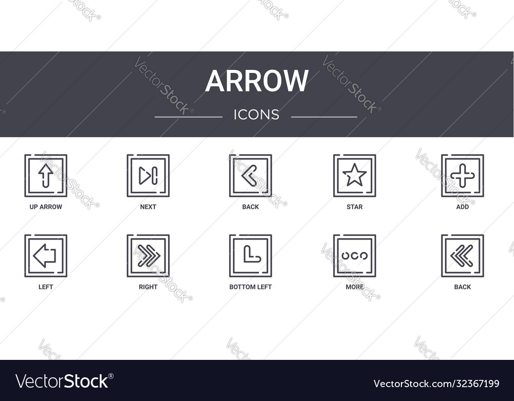 Arrow concept line icons set contains