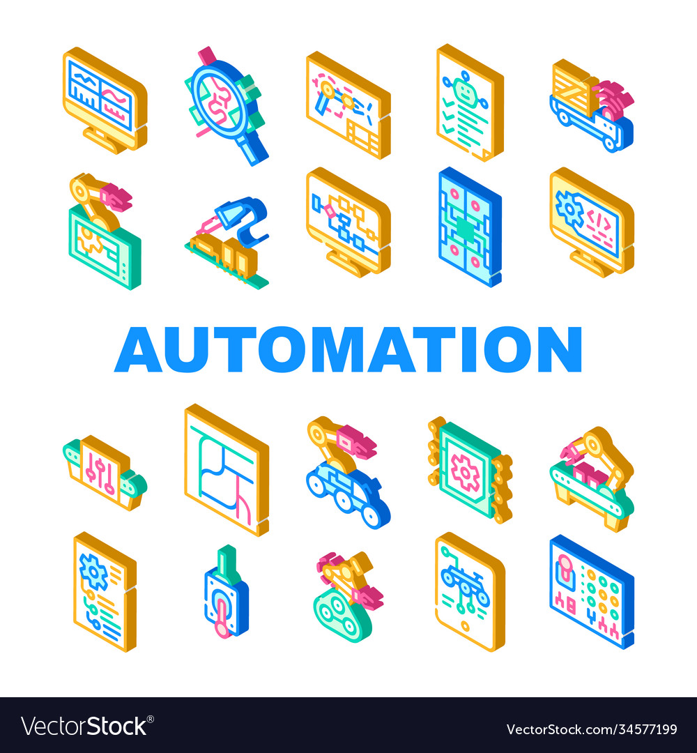 Automation engineer collection icons set vector image Automation engineer collection icons set