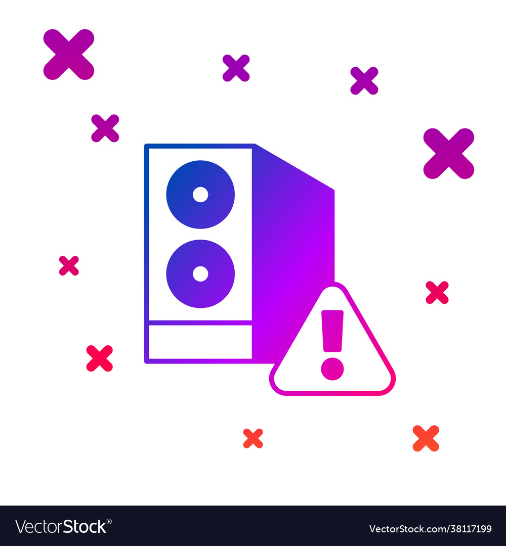 Color case computer with exclamation mark icon