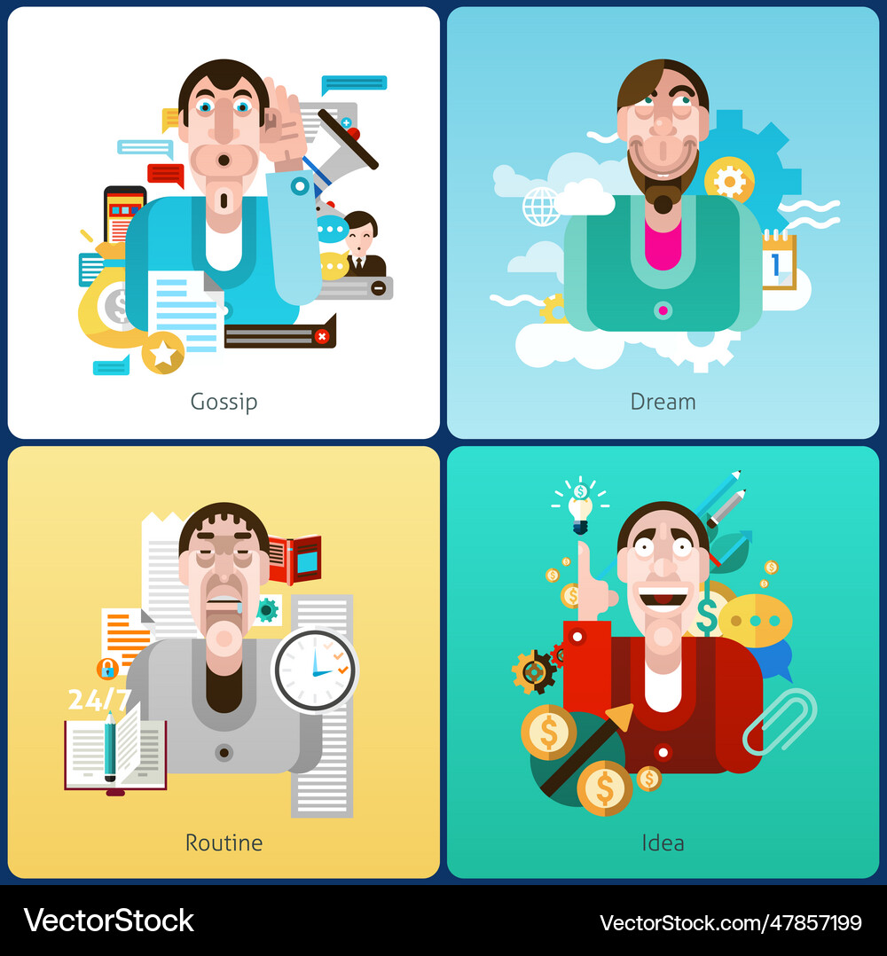Emotion flat set flat set Royalty Free Vector Image
