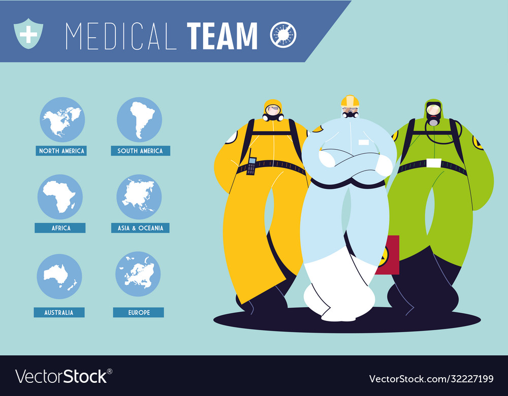 Frontline medical team working in different Vector Image