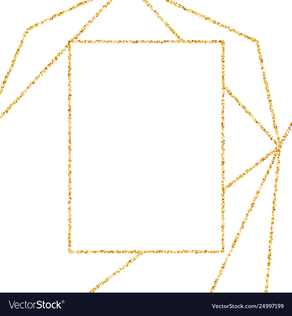 Gold geometric glitter polygon frame Royalty Free Vector