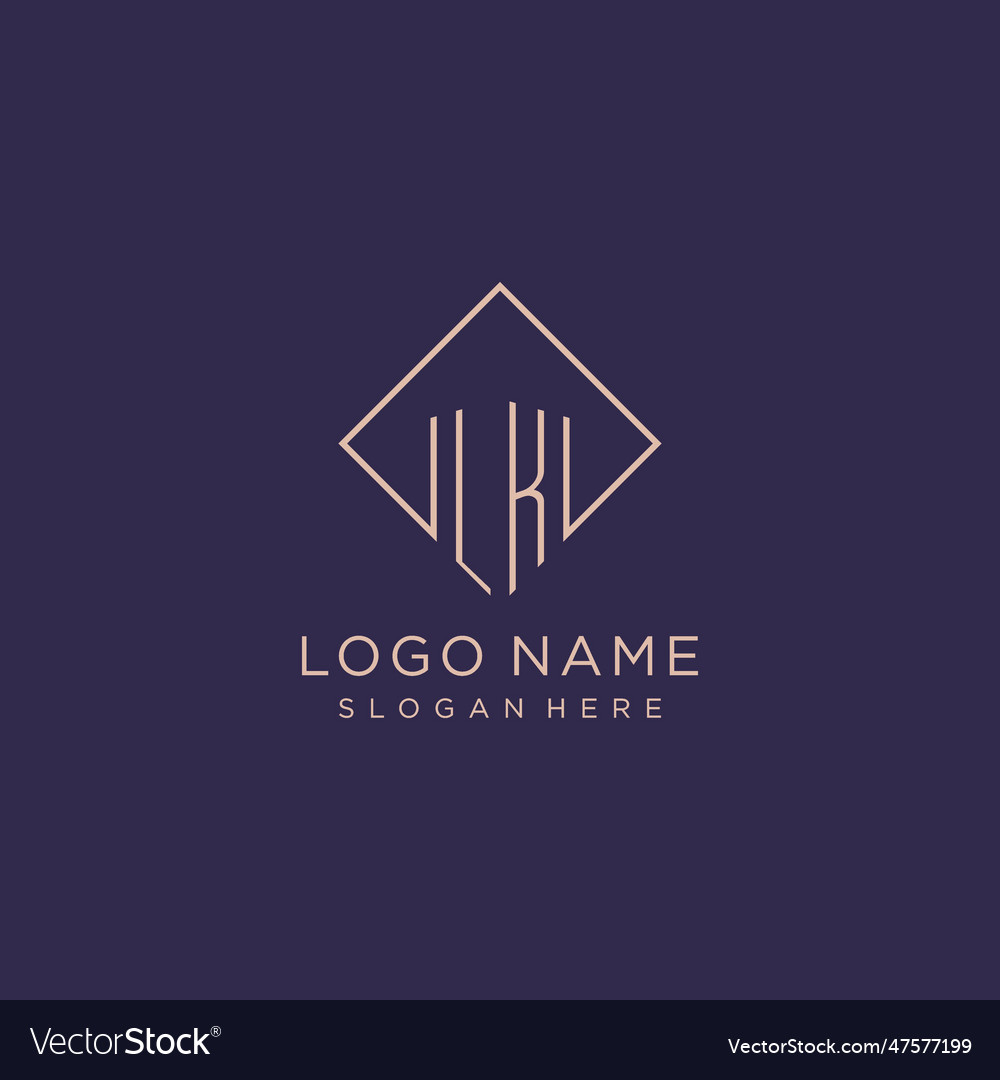 Initials lk logo monogram with rectangle style Vector Image