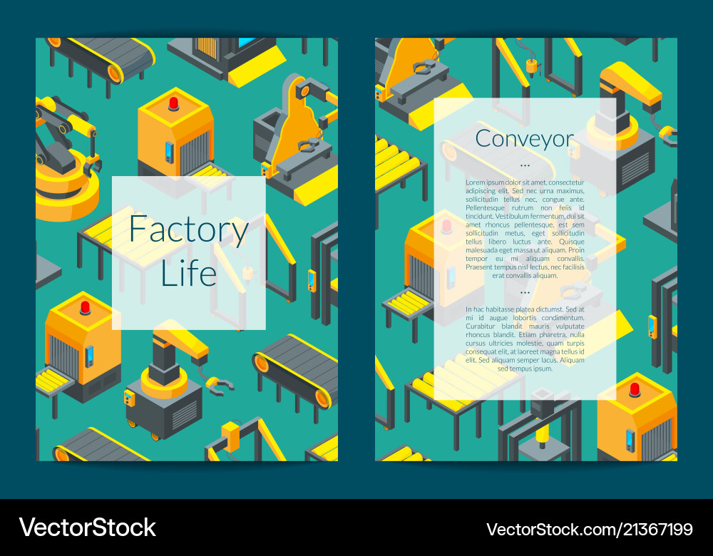 Isometric conveyor elements card Royalty Free Vector Image