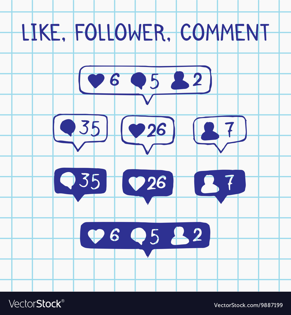 Like follower comment icons on notebook sheet