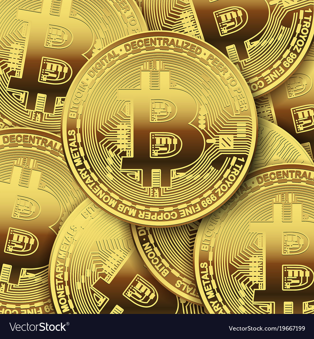 Many bitcoins on white background Royalty Free Vector Image
