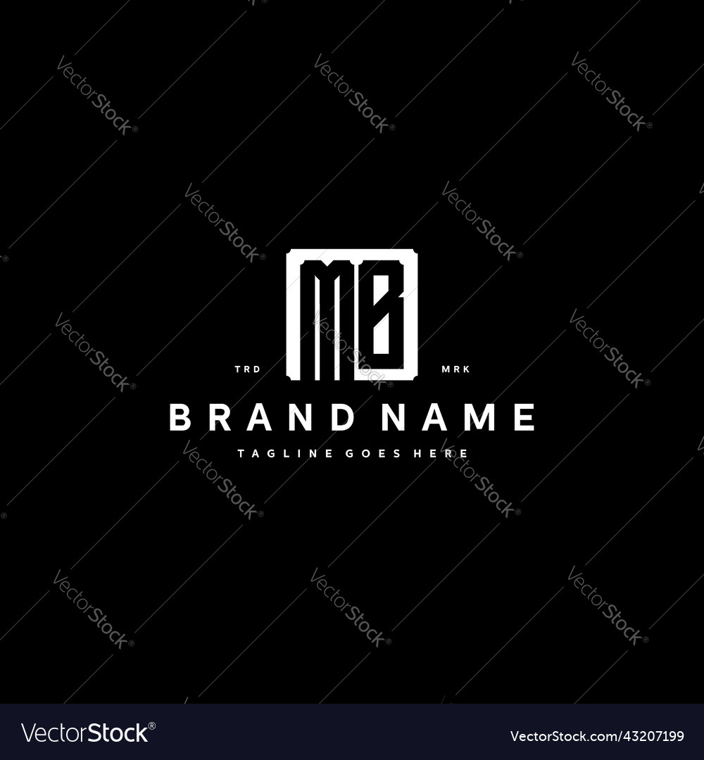 Mb monogram logo design with square rectangular Vector Image