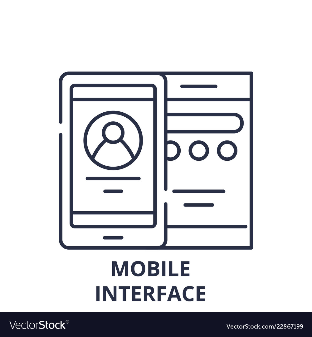 Mobile interface line icon concept