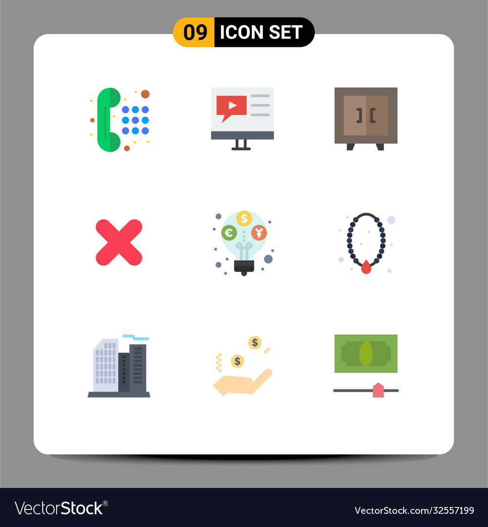 Modern set 9 flat colors pictograph income