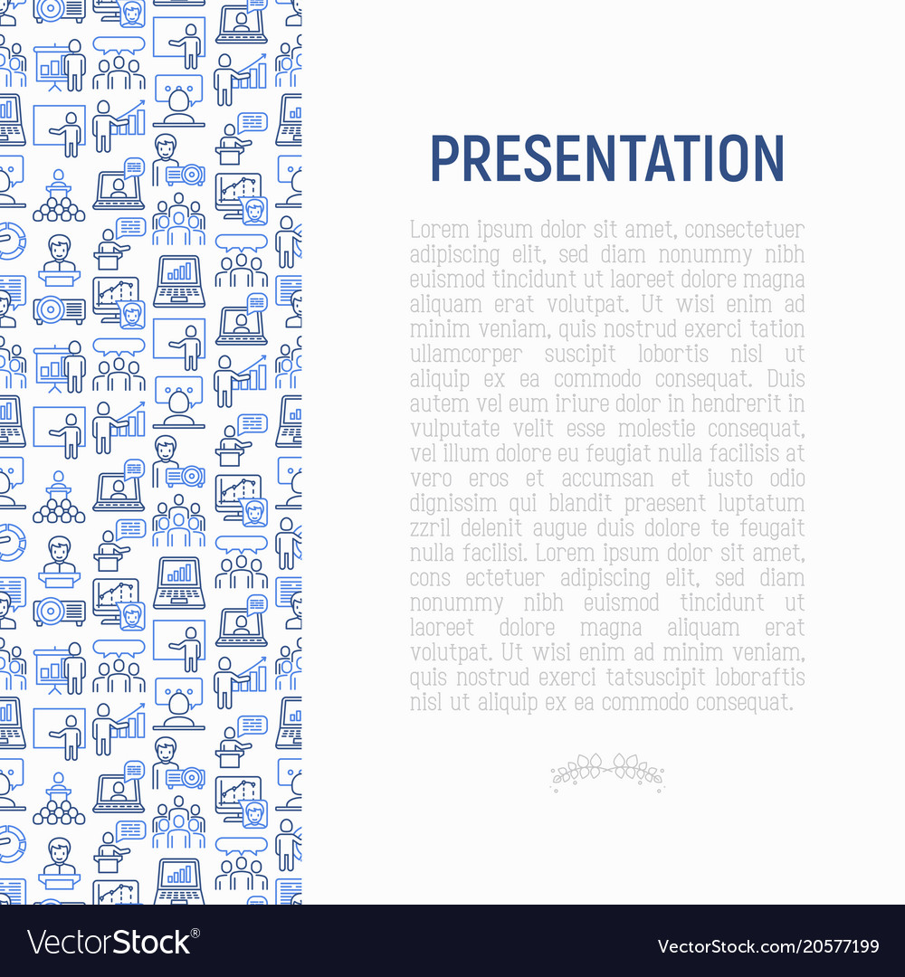 Presentation concept with thin line icons