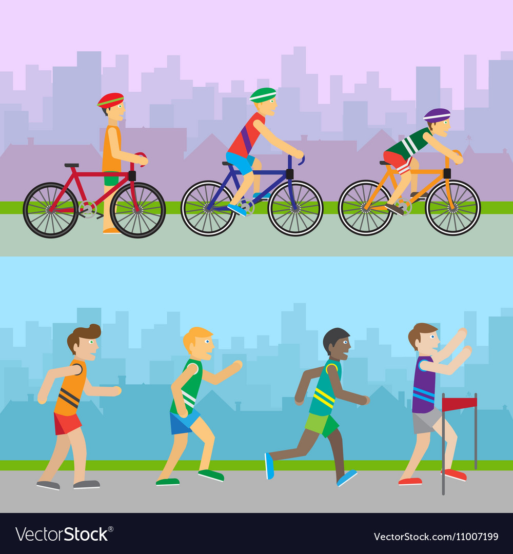 Laufen und Radfahren Sport Banner