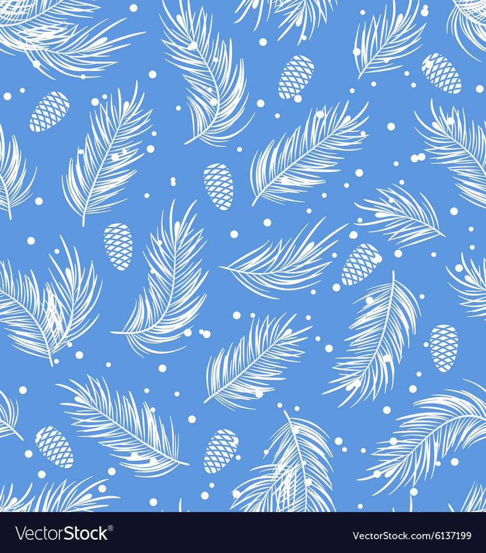 Seamless pattern with fir branches and cones