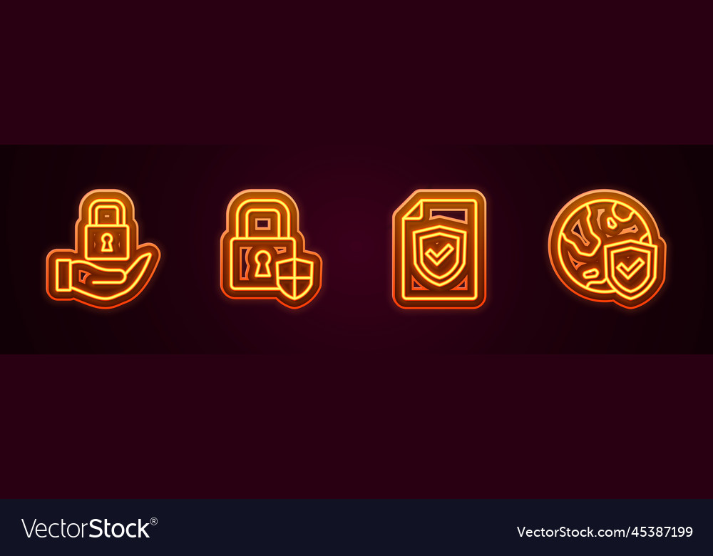 Set line lock shield security with contract Vector Image Set line lock shield security with contract