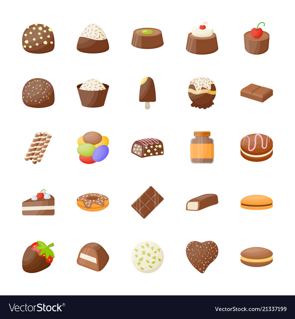 Set of assorted chocolates icons
