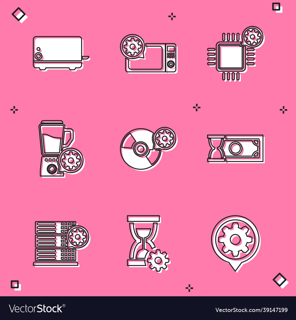 Set toaster microwave oven setting processor vector image Set toaster microwave oven setting processor