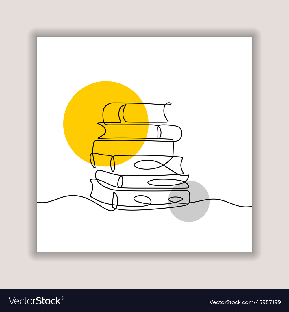 Stack of books continuous line drawing minimalist