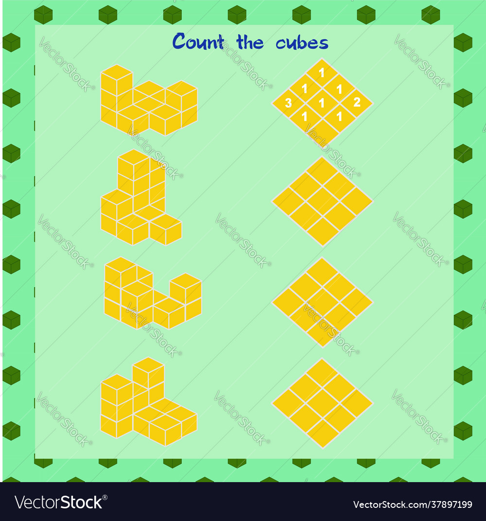 Task for children count how many cubes vector image Task for children count how many cubes