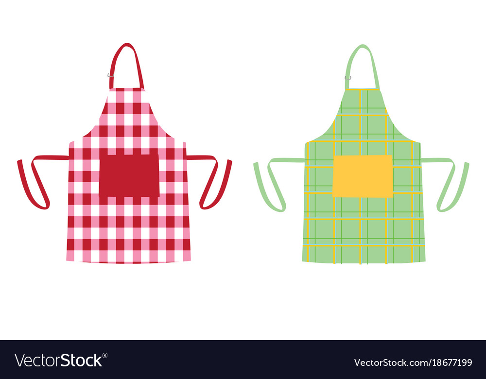 Two Kitchen Aprons with Check Patterns