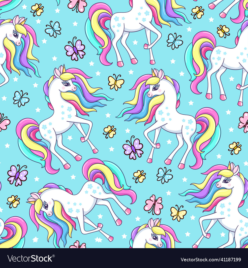 Unicorn Butterfly Seamless Pattern