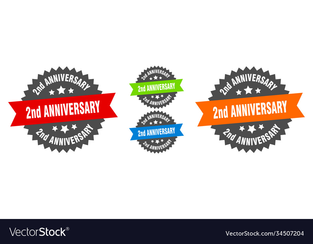 2nd anniversary sign round ribbon label set seal