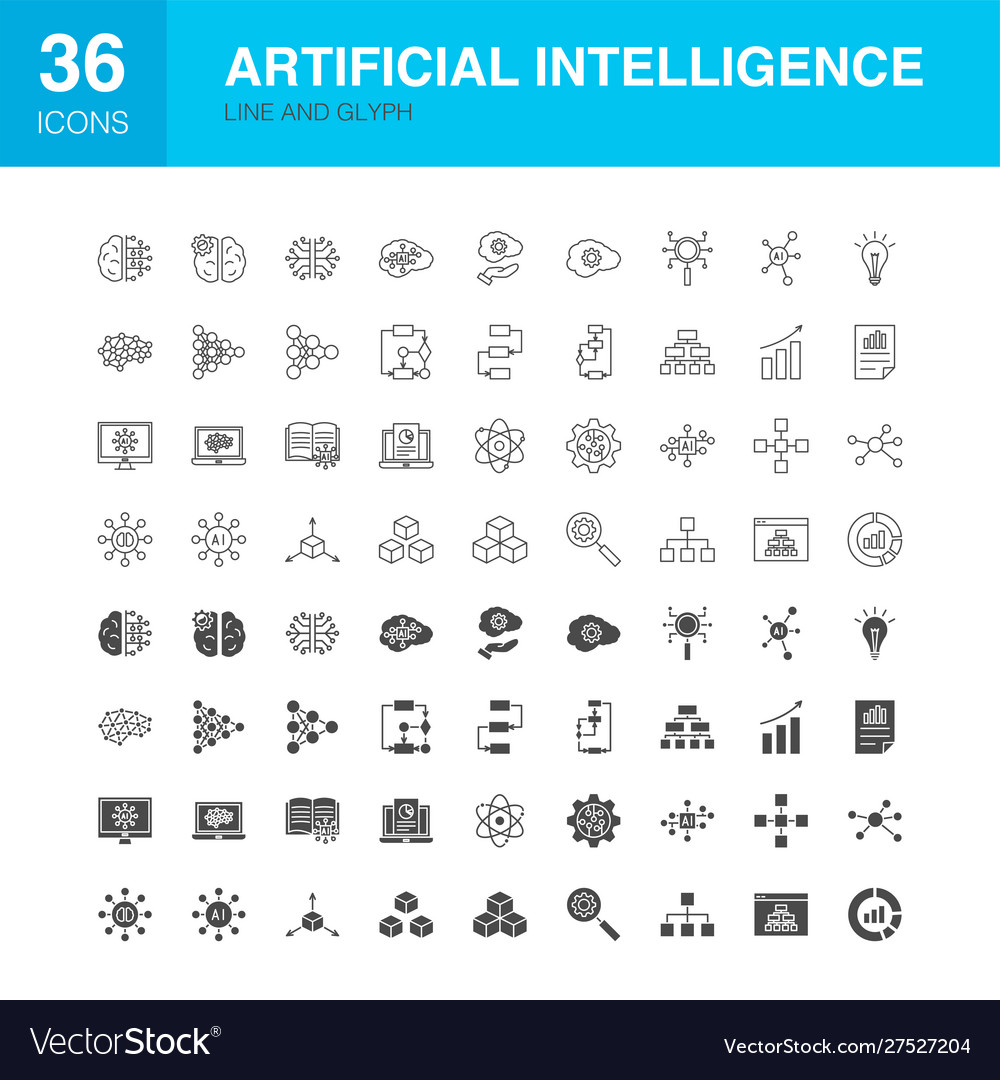 Artificial Intelligence Icons - Line & Solid
