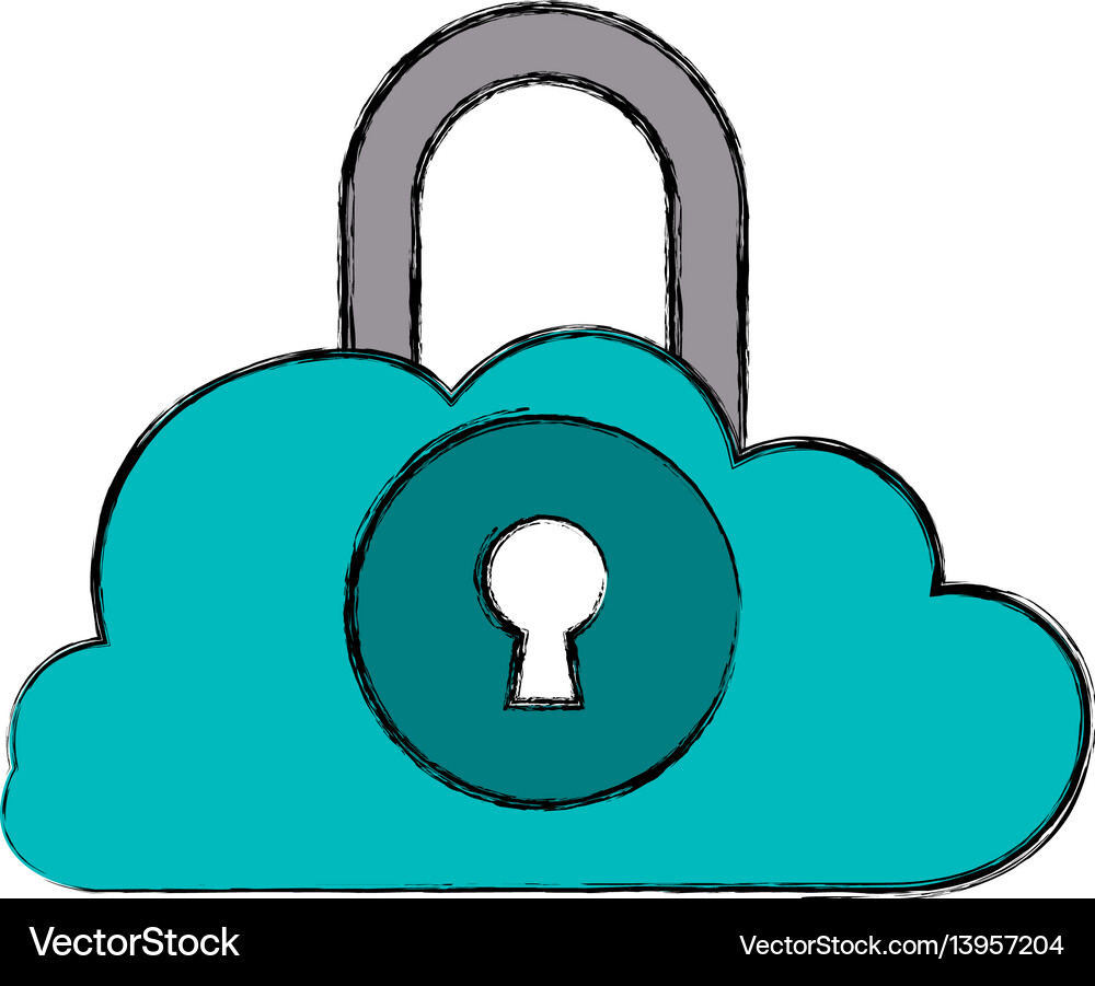 Cloud padlock security Royalty Free Vector Image