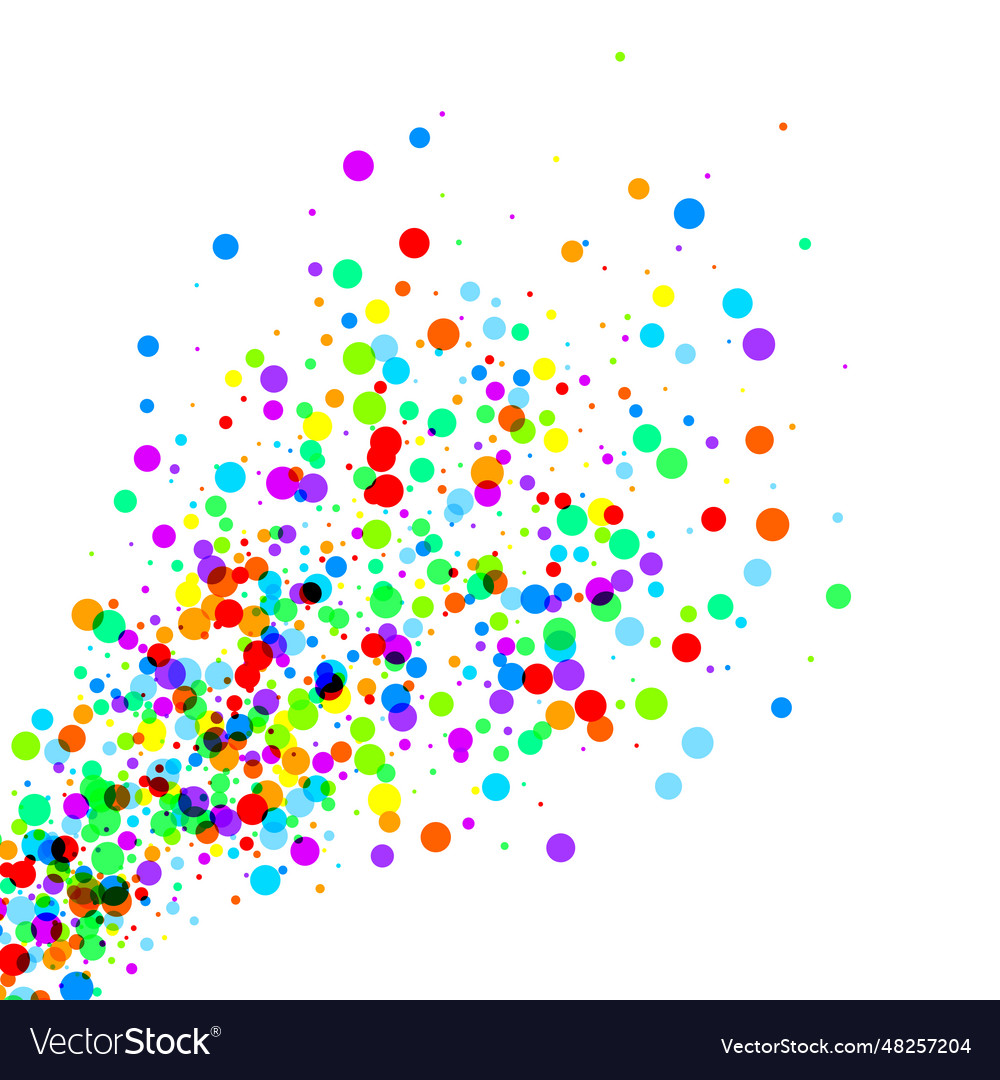 Colorful round dots exploding confetti background
