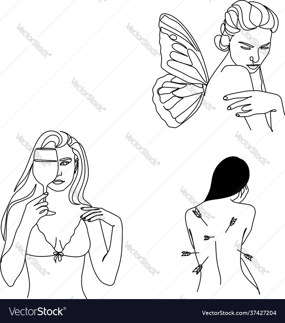 Continuous line drawing abstract portrait vector image Continuous line drawing abstract portrait