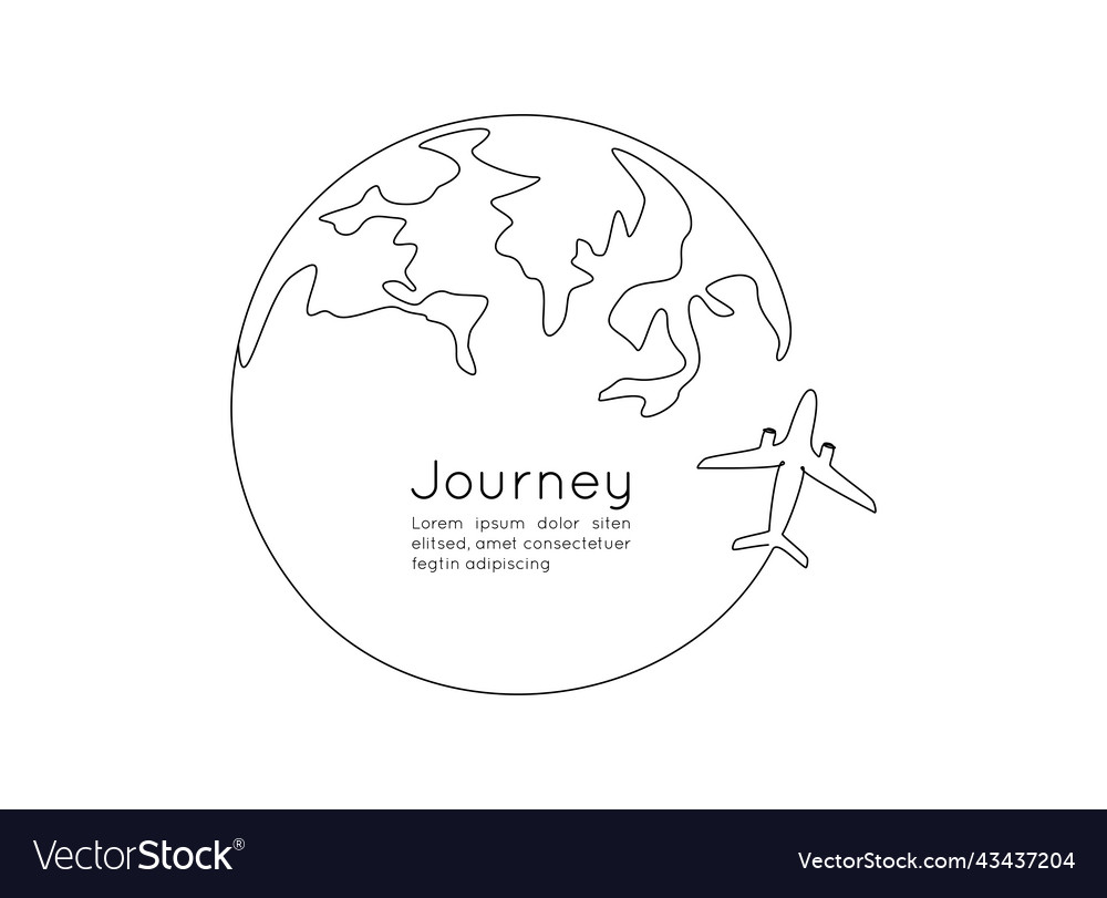 Continuous Line Earth Globe with Airplane