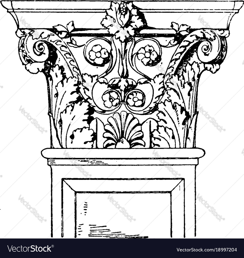 Corinthian pilaster capital swag vintage