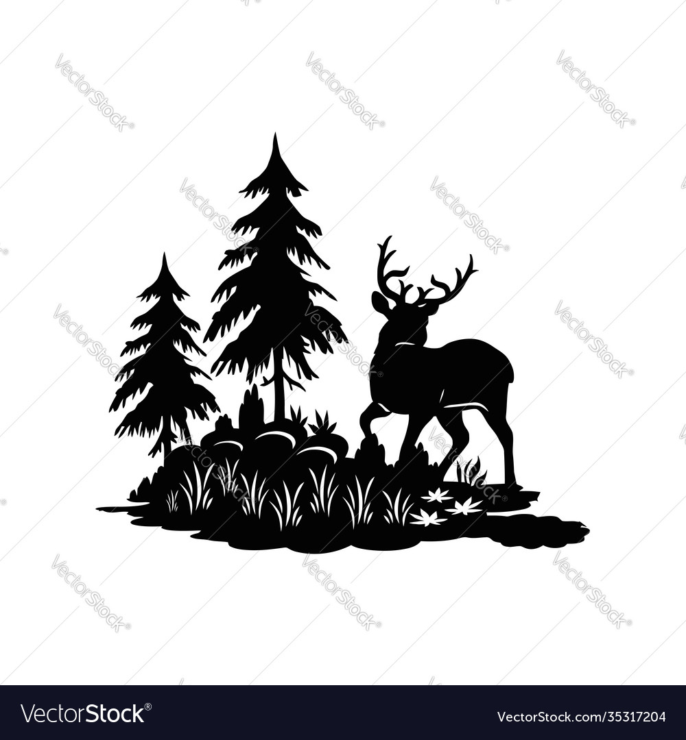 Deer male horned - forest landscape wildlife