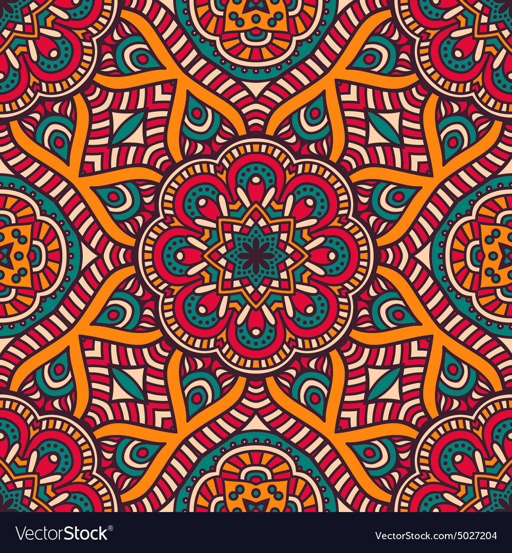 Ethnic floral seamless pattern Royalty Free Vector Image