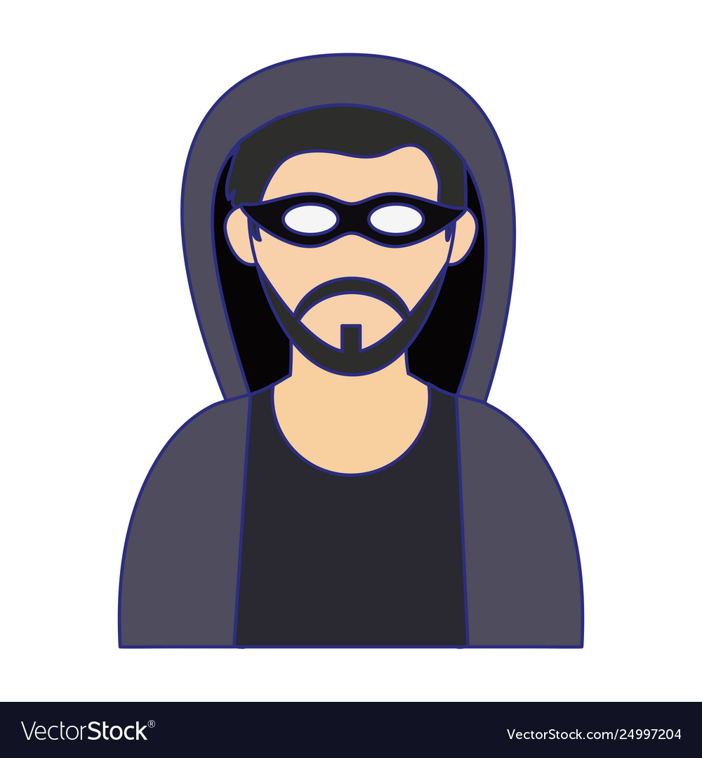 Hacker with mask avatar blue lines